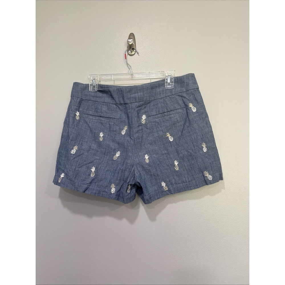 LOFT Riviera Short Size 10 Blue Pineapple Embroidered 100% Cotton Shorts Cruise‎ - Picture 3 of 7